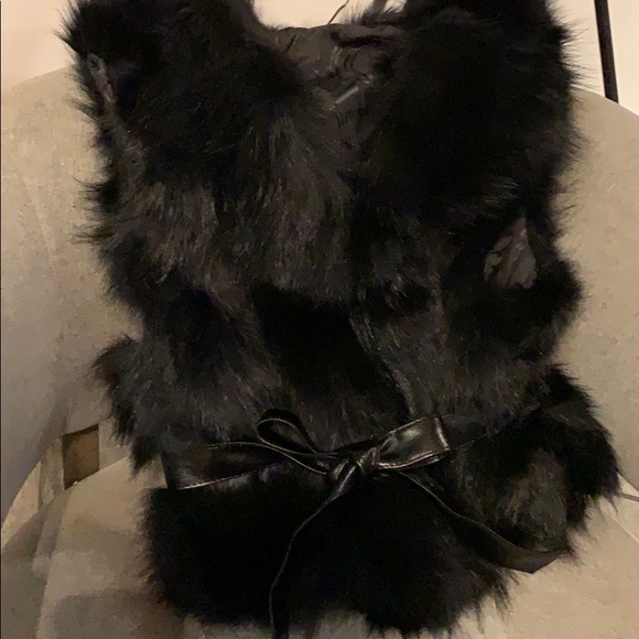 100% real black  raccoon belted fur vest - Picture 2 of 4